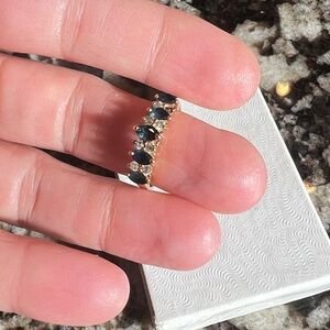 14k gold Elegant Sapphire and diamond Women's Ring